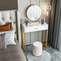 Luxury European Style Professional Makeup Vanity Princess White Dressing Table Storage Light Mirror Modern Metal Living Room