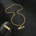 Lateefah Personalized Name Hip Hop Custom Letter Necklace Bracelet Cuban Chain Stainless Steel Jeweley Set for Part Gift