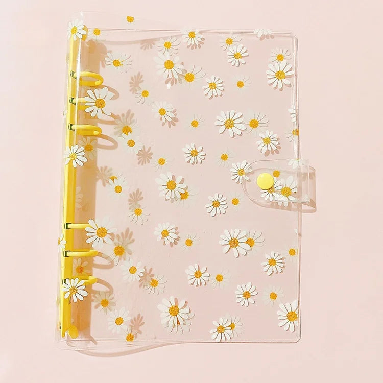 Cute A5/A6 Cute Spiral Notebook 6-Hole Hand Ledger with PVC Transparent Notes Loose-Leaf Binding School Stationery