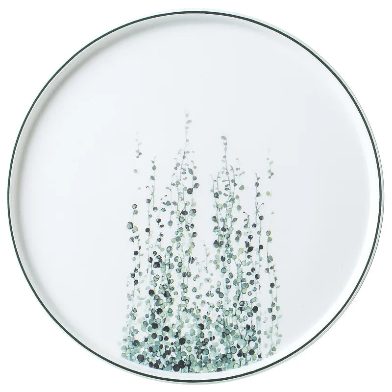 Custom New Design Eco-Friendly Porcelain Dinnerware Set Custom Logo and Plant Pattern Customizable Ceramic Dinner Plates