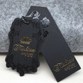 Custom Luxury Special Shape Swing Paper Gold hang Tages Pvc Cover for Clothing Garment