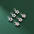 Wholesale 925 Sterling Silver Red Blue Zircon Flower Charms for Necklace Jewelry Making