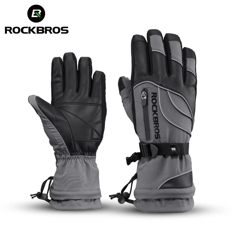 ROCKBROS Ski Motorcycle Waterproof Fleece Thermal Gloves Snowrd Snowmobile Gloves Men Women Winter Snow Gloves MegaBDM