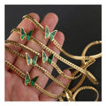 Fashion Jewelry 18K Gold Plated Butterfly Choker Stainless Steel Flat Snake Chain Necklace for Gifts