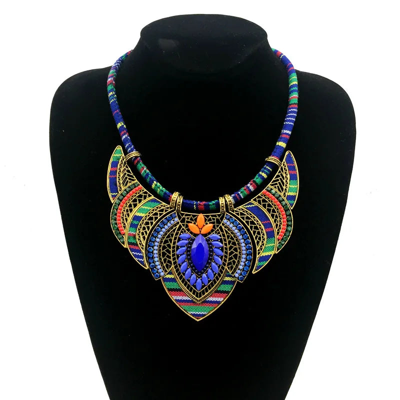 Wholesale Bohemian Ethnic Tribal Necklace Geometric Exaggerated Necklace Colorful Beads Pendant Necklace Gifts for Women