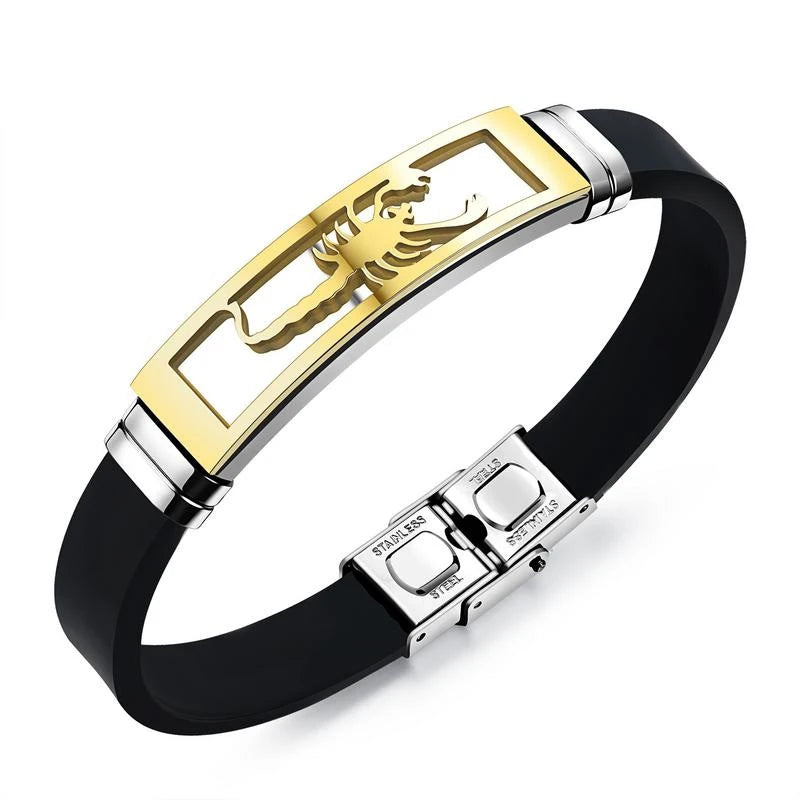 Bracelet Korean Fashion Male Stainless Steel Silicone Bracelet Rock Style Personality Scorpion Bracelet Wristband