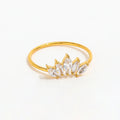 High End PVD 18K Gold Plated Crown 5 Zirconia Dainty Stainless Steel Finger Ring Trendy Unisex Party Gift for Women