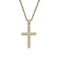 CN377 Cross Pendant Bling Bling Brass Setting CZ Hip Hop Necklace Iced Out Jewelry