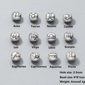 New 925 Sterling Silver 12 Zodiac Sign Spacer Beads Horoscope Charm Embossed Beads for Bracelet Making