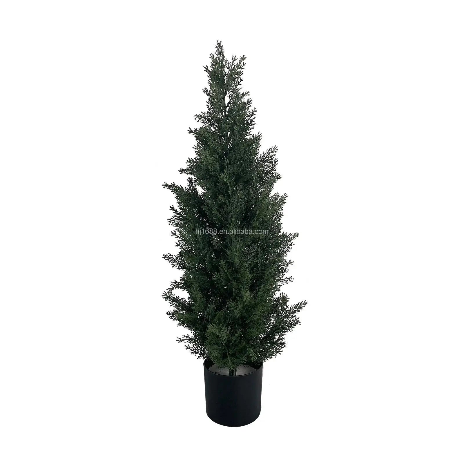 Amaazon Hot Sale Evergreen Potted Artificial 90cm 3ft Tall Faux Plastic Leaves Mini Cedar Pine Tree Ornamental Trees for Sale