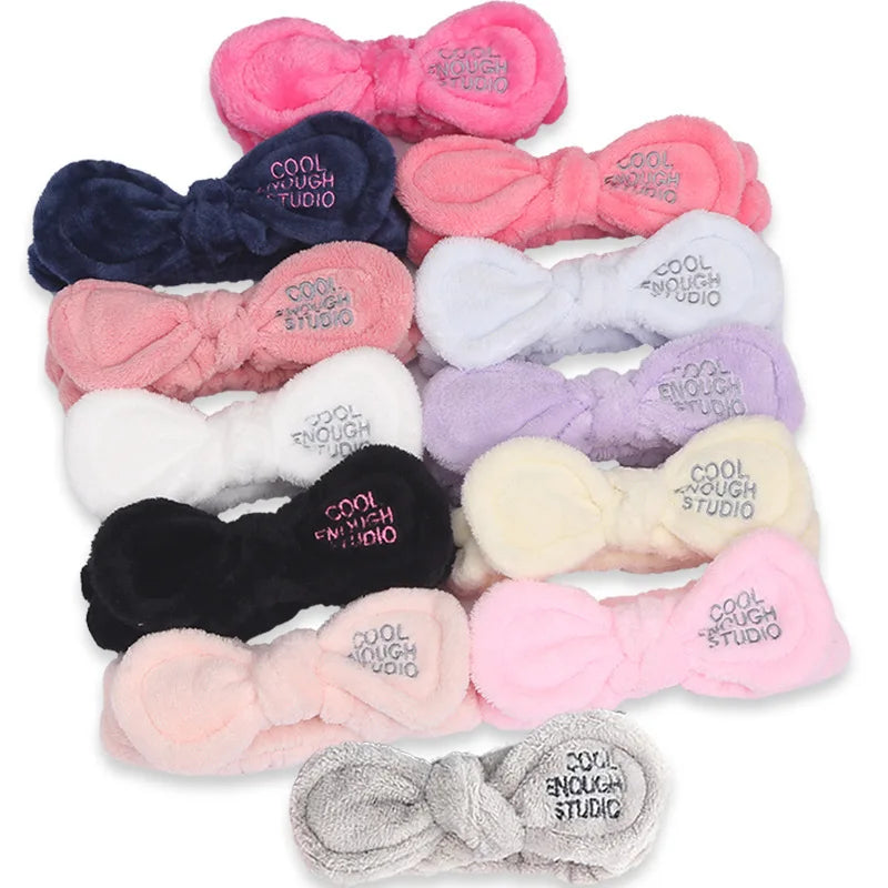 Wholesale Custom Logo Embroidered Women's Makeup Headbands Cute Animal Ears Shower Spa Hair Bands