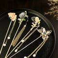 Chinese Style Tassel Hair Clip for Women Hair Stick Pins Flower Butterfly Handmade Hairpins Charm Jewelry Accessories Ornaments