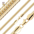 FJ Fallon Fashion Jewelry Wide Snake Serpentine s Link Chain Plated in 14K Gold Brass Based