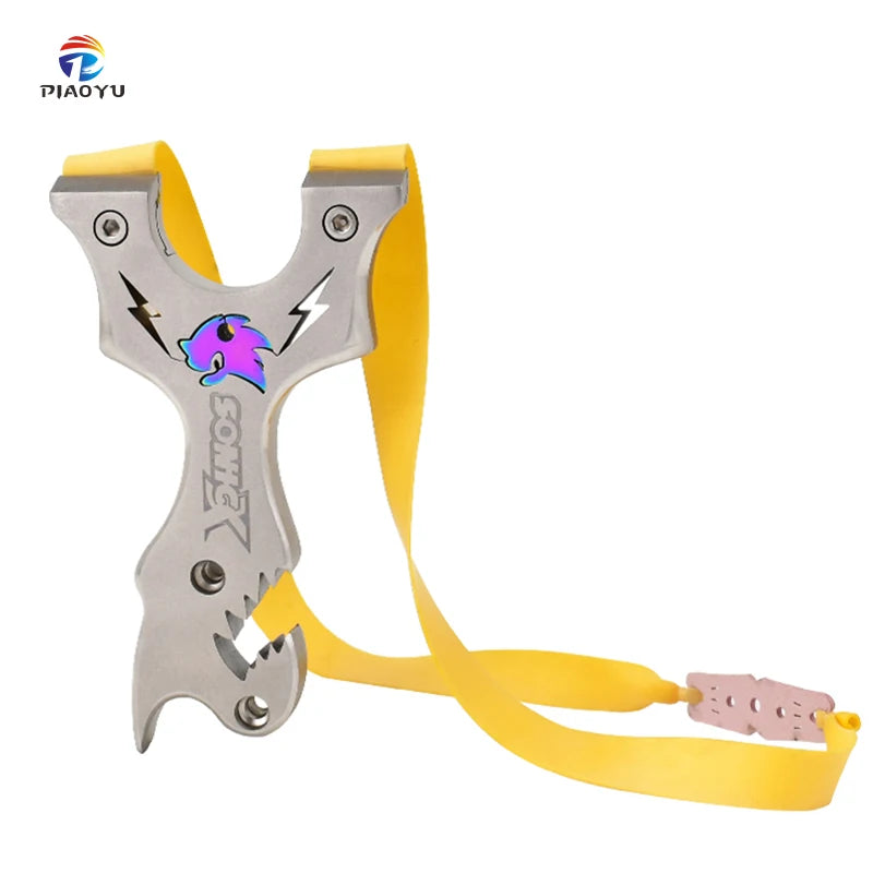 Stainless Steel Slingshot Dazzling Carved Pattern Chinese Hunting Slingshots Outdoor Hunting Shooting Sling Shot