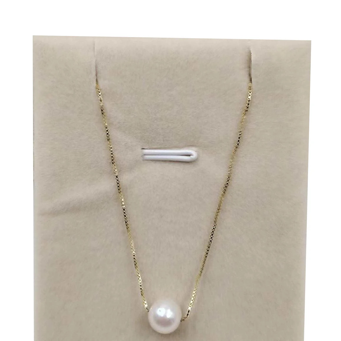 18 Inch  Wholesales 925 Sterling Silver Nature Pearl Floating Necklace100% Nature Freshwater Perfect Round Pearl Pendant 8 mm