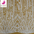 HY2080-3 White Fancy Beaded Embroidered Tulle Lace Fabric High-end Austrian Mesh for Nigerian Wedding Party