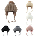 Children Winter White Cuffed Beanie Hats Cartoon Velvet Knitted Travel Unisex Boys Girls
