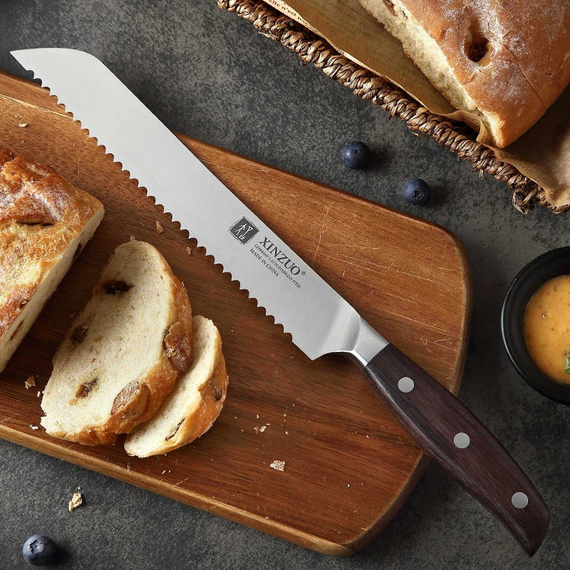 8 Inch Professional l Kitchen Bread Knife German 1.4116 Stainless Steel Sandal Wood