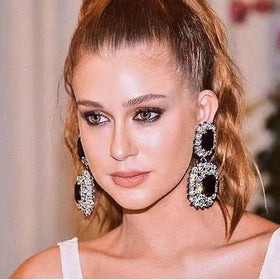 Claw Chain Series Water Diamond Glass Diamond Geometric Earrings for Women Europe and America Exaggerated Earrings