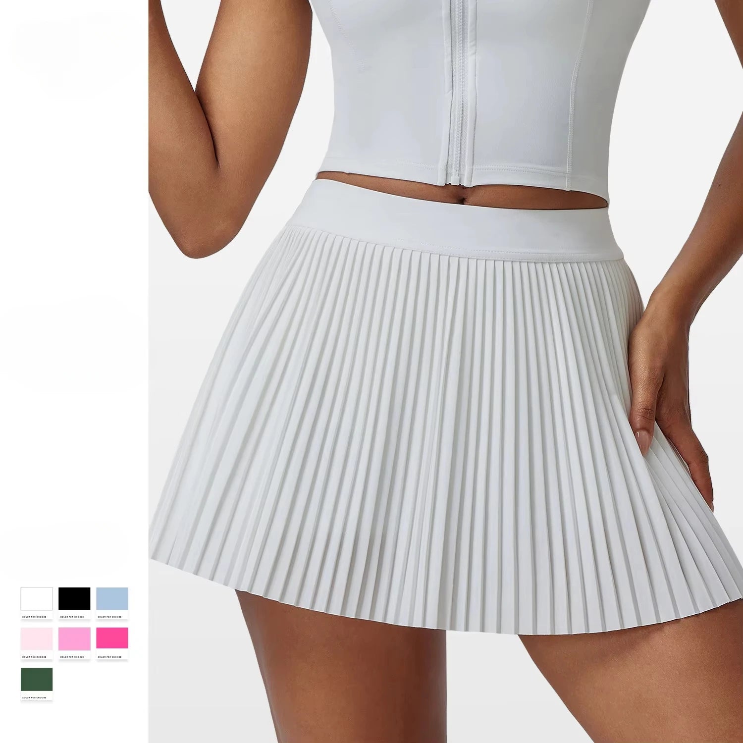 High Waisted Women's Pleated Tennis Skirt Lightweight Golf Skorts with Breathable Athletic Shorts Pockets for Women's Sports