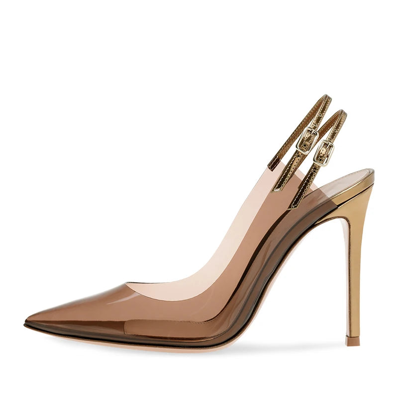 2026 New Arrival Transparent Clear PVC Summer Shoes Party High Heels Slingbacks Pumps