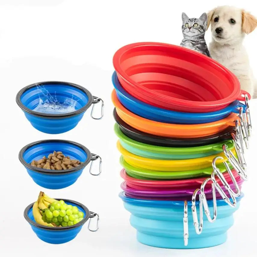 Eco-Friendly Stylish Folding Pet Feeder Bowl Collapsible Plastic Food and Water Container for Puppies and Cats Dog