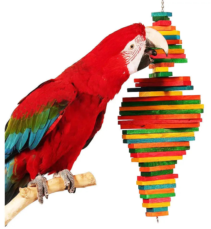 Large Multilayer Wooden Bird Ornament Set Colorful Automatic Hanging Feature Modern Style Pigeons Parrots Feather Toy Carton