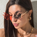 Fashion Unique Rimless Sunglasses Women New and Phoenix Shaped Flame Sun Glasses Trendy Shades for Men T-Show Party