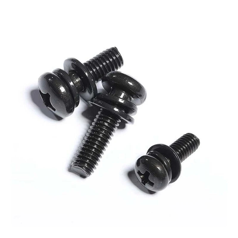 SS 304/316 High Strength Carbon Steel 4.8/8.8/12.9 Grade Black Zinc Pan Head Cross Recessed Metric Three Combination Screws