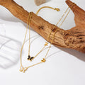 2024 New Double Layer 18k Gold Plated 316l Stainless Steel Butterfly Pendant Necklace Jewelry Tarnish Free Necklace Women