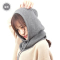 Fashion Trendy Knitted Winter Hat Female Autumn Fall Winter Knitted Scarf Hat Women Thickened Keep Warm Ski Mask Balaclava Hat