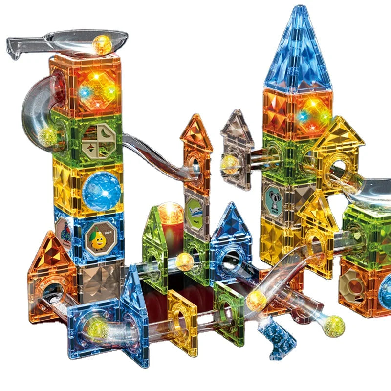105pcs Diamond Color Window Magnetic Puzzle Plastic Track Puzzle with Variable Magnetic Slide Block Christmas Gift