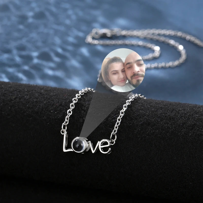 Projection Copper Necklace I Love You for Deer Lovers Classic Party Customized Photo Projection Necklace Valentine's Day Gifts