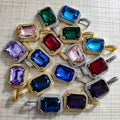 Nuoya Custom Hip Hop Jewelry Square Gemstone Pendant Necklace Claw Setting Colorful Baguette Diamond Pendant  for Men