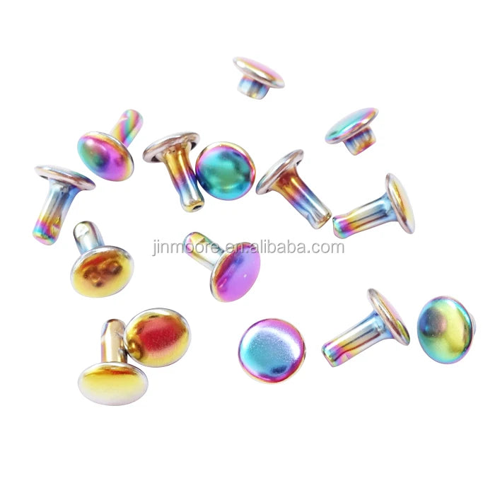 Rainbow Double Cap Rivet Round Domed Studs Fastener Snap Prong  Studs