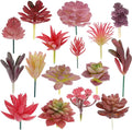 Succulents Plants Artificial 16 Pack Plants Mini Artificial for Craft Assortment in Flocked Pink Floral Decoration
