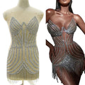 WDP-420 Gold Sliver Crystal Beaded Rhinestone Wedding Orange Bodice Applique for Bridal Bridesmaid Evening Party Dancing Dress