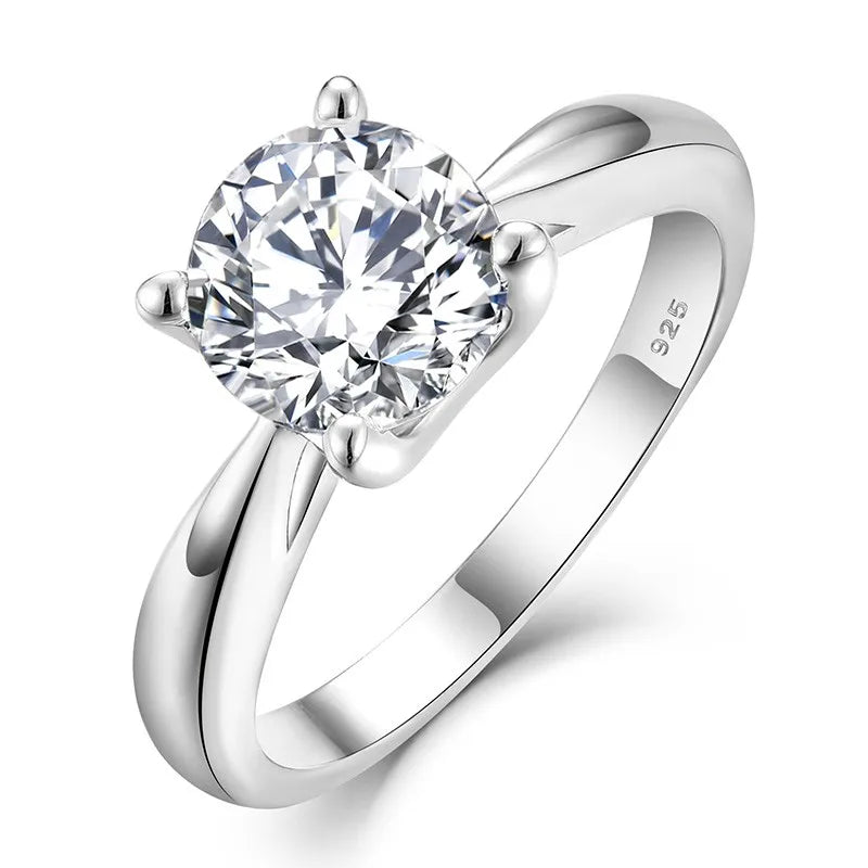 YH JEWELLERY Fashionable Luxury Jewelry Round Cut Claw Setting Square 8Mm 2Ct Moissanite Ring for Women