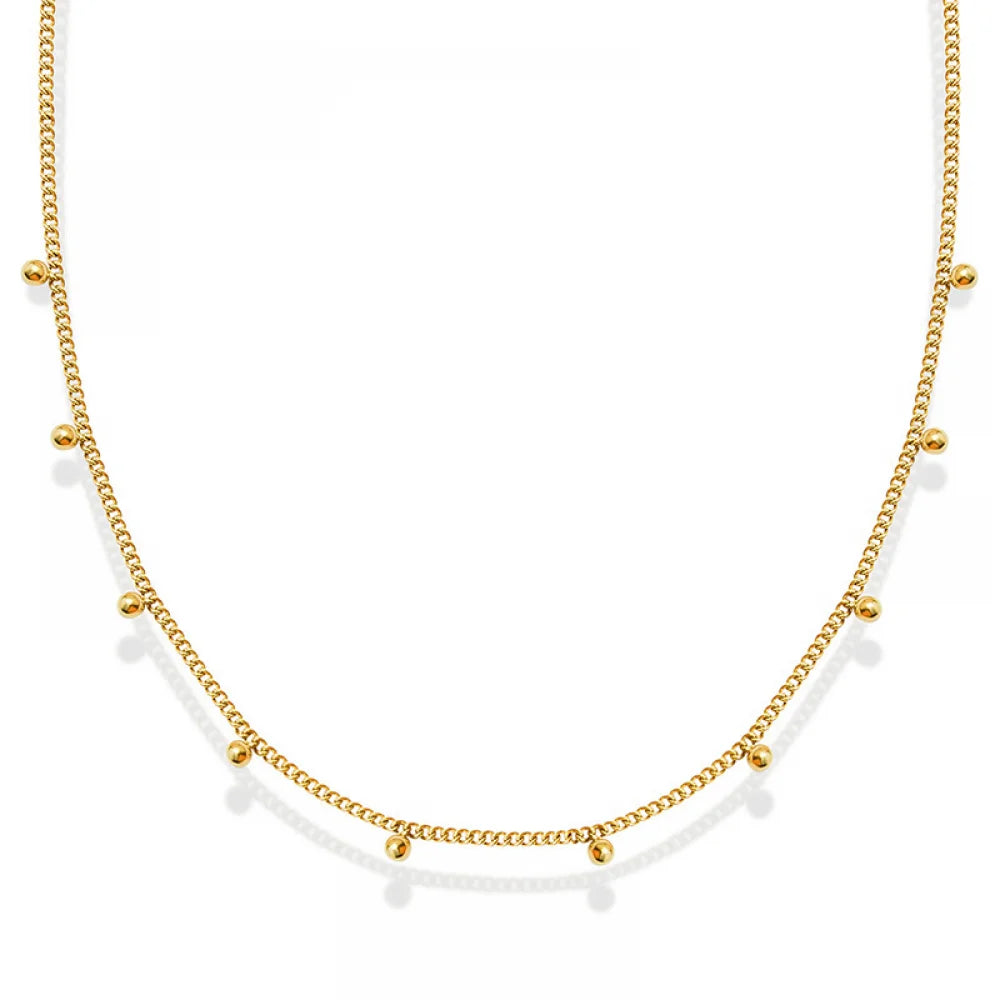 Wholesale Simple Dainty Women Gold Plated Fashion Jewelry Stainless Steel Beads Necklace