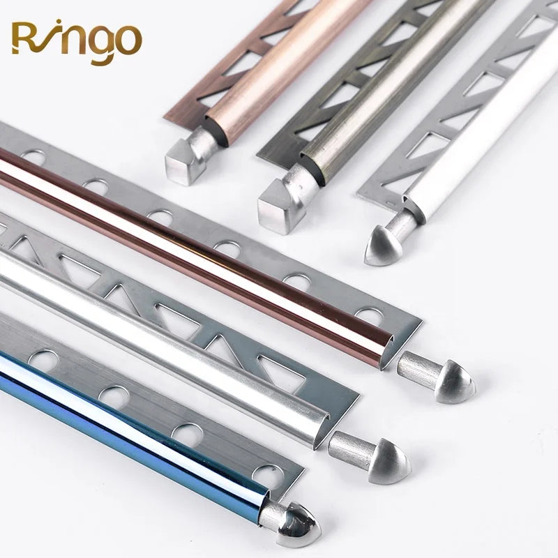 Custom Modern Stainless Steel 304 Grade Tile Trim 8K Brushed Surface Durable Waterproof Eco-friendly Easy Installation for