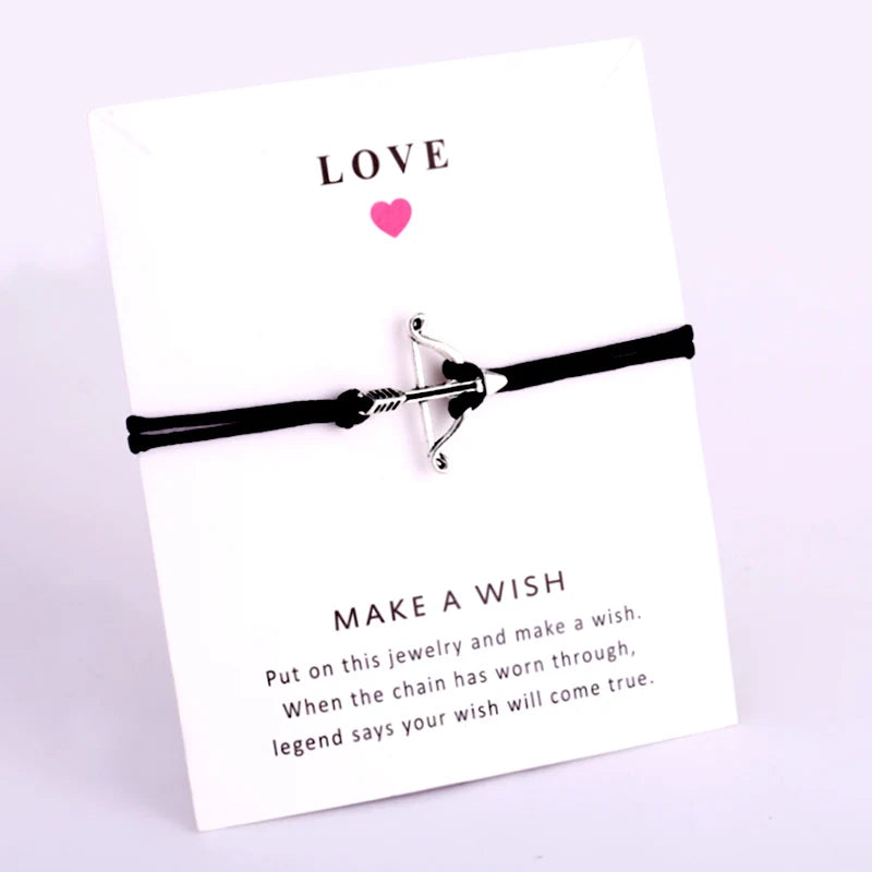 Manufacturer Custom logo Silver Plated Friendship love Anchor Fishhook Arrow Rudder Charm Men Rope Ladies Women Bracelet