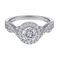 S925 Sterling Silver Round Cut  Engagement Ring Diamond Halo CZ Wedding Band Bridal Ring
