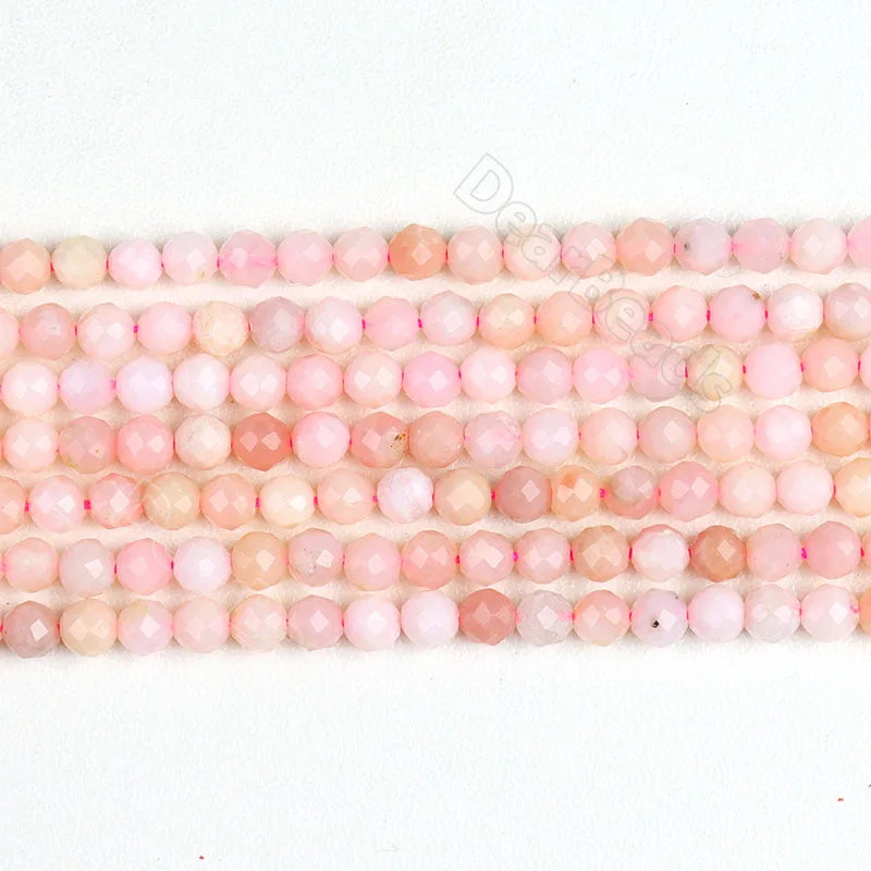Genuine Real Peruvian 5A Pink Opal Faceted Small Stone Crystal Beads for DIY Jewelry Making 2mm 3mm 4mm