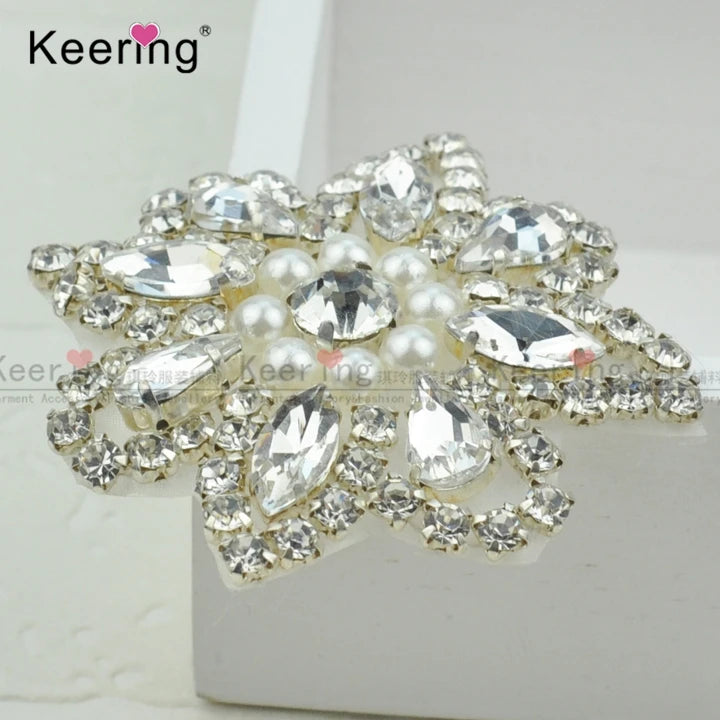 Hot Sell Customized Designs Crystal Patch Bodice Beaded Rhinestone Applique for Dress Bag