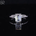 3.5~4g 1/2ct Emerald Shape Step Cut Moissanite Engagement Ring Classic Ice Out 925 Silver VVS Wedding Rings