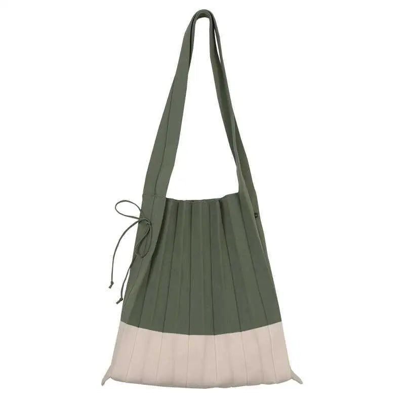 Wholesale Korean Vintage Lady Crochet Knitted Tote Bags Casual Daily Foldable Pleated Shoulder Shopping Bags for Women Hot Two