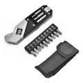 Pocket Adjustable Wrench MultiTool EDC Gadget with Wrench Screwdriver Saw Blade for Handyman Repairing Camping Bicycling.