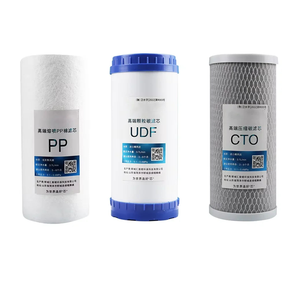 Water Filter Cartridge Set PP UDF CTO Replacement for Water Purifier