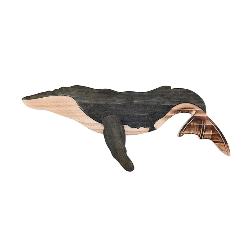 Ocean Rustic Farmhouse Nautical Room Wooden Whale Hanging Pendant Wall Art Decoration Log Handmade Marine Wooden Crafts