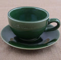 European Retro Style Green Ceramic Coffee Cup Latte Cappuccino Fancy Tea Cups & Saucers